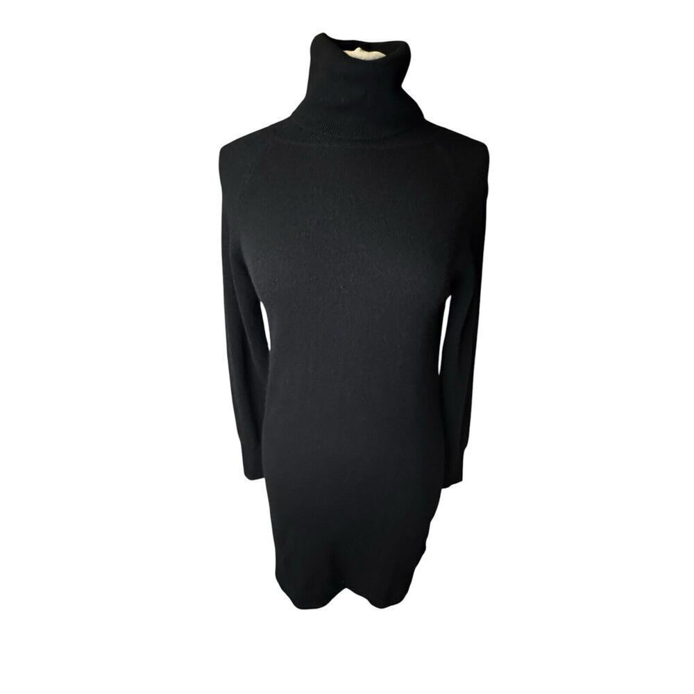 Quince Black Turtleneck Knit Mini Sweater Dress NWOT